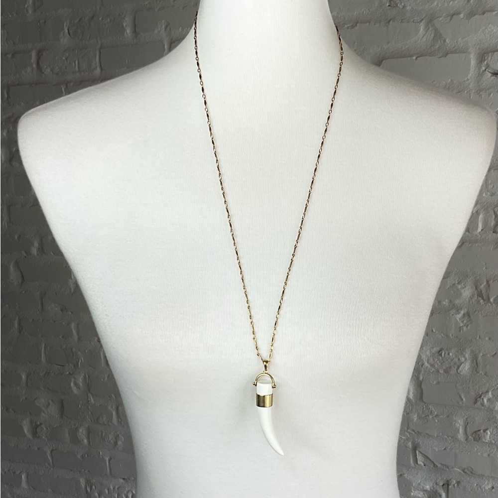 Gold and White Pendant Necklace